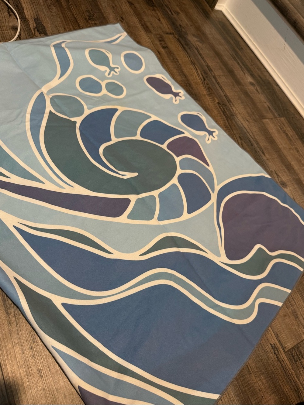 Abstract Nautical Wave Beach Towel in Light Blue and Navy/tan by norwex